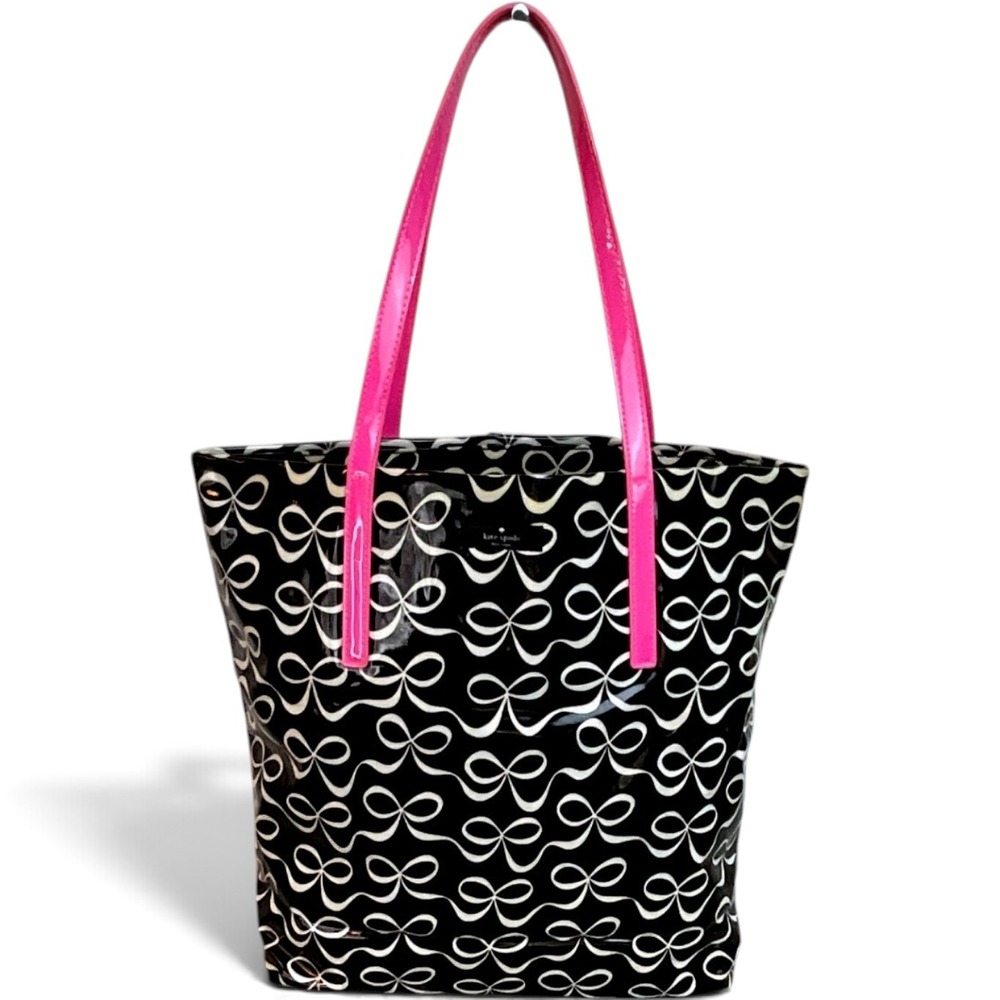 Kate Spade New York Bon Shopper Bow Print Tote Bag Black Pink WKRU1505